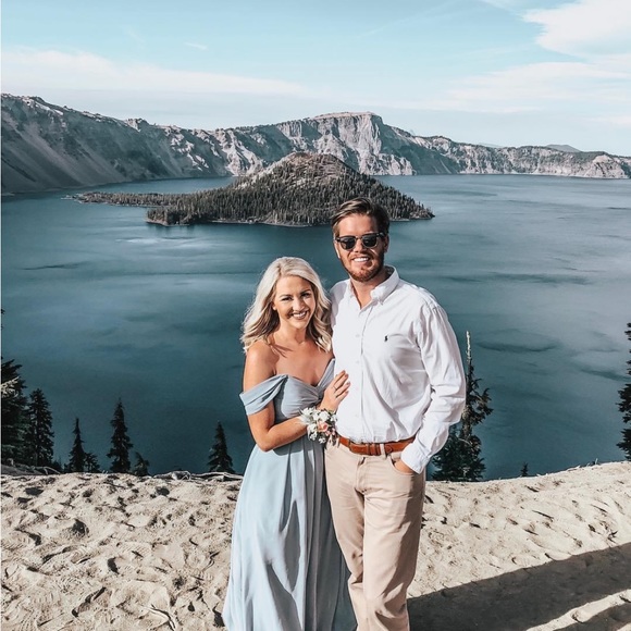 Azazie Bridesmaid Dress. Size A4, color Dusty Blue - Picture 4 of 5